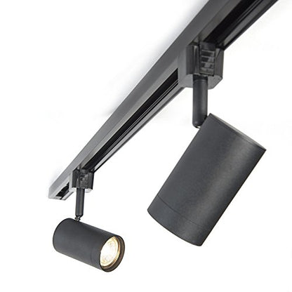 Spot tavan pe sina QAZQA Jeana, sistem iluminat 1 faza cu 3 spoturi, negru cu auriu/alama, pentru living si dormitor, iluminat interior modern