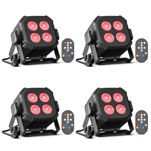 4 x proiectoare LED Disco PAR RGBW, lumini scena 40W cu DMX 4/8CH si telecomanda, spoturi PAR pentru disco, petreceri, DJ, scena, bar, nunta, Halloween, Craciun