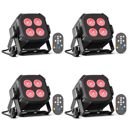 4 x proiectoare LED Disco PAR RGBW, lumini scena 40W cu DMX 4/8CH si telecomanda, spoturi PAR pentru disco, petreceri, DJ, scena, bar, nunta, Halloween, Craciun