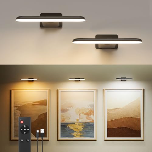 Set 2 Lampi tablou LED cordless cu telecomanda FULEN, 3 temperaturi culoare,
