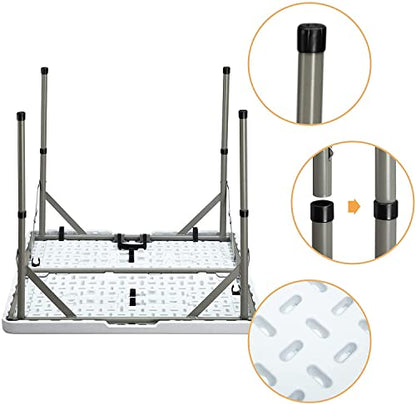 Masa plianta patrata 87 cm HollyHOME, alba, compacta pentru balcon si