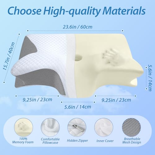 Perna ergonomica 2 in 1 Memory Foam HOMCA, suport gat/umeri, 60x40