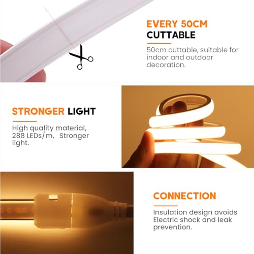 Banda LED Neon COB 6m XUNATA 230V IP65 288 LED/m