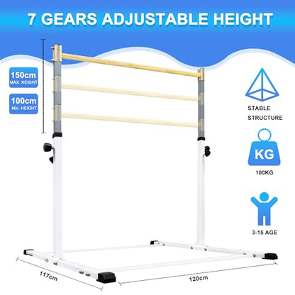 Bara gimnastica copii HomeSun, reglabila 90-150 cm, 100 kg