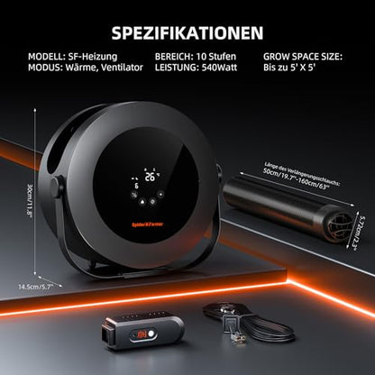 Aeroterma Incalzitor cu ventilator Fan Heater + Spider Farmer + 540W, control