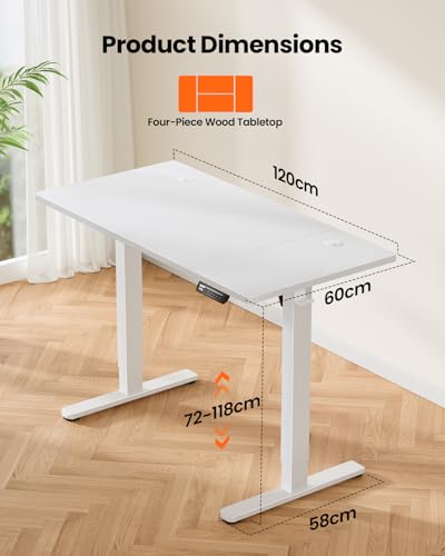 Birou electric reglabil pe inaltime 120x60 cm ErGear, 4 memorii, panou smart