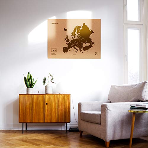 Harta decorativa din pluta Woody Map XL + Miss Wood + Europa, maro