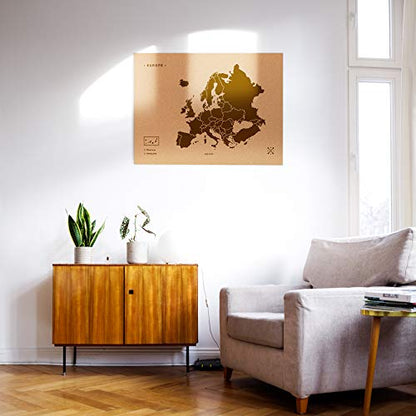 Harta decorativa din pluta Woody Map XL + Miss Wood + Europa, maro