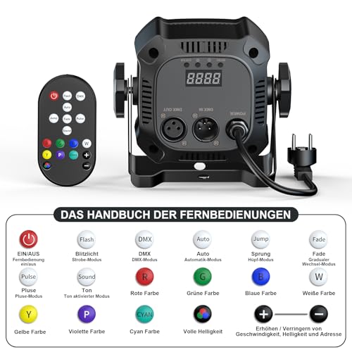 4 x proiectoare LED Disco PAR RGBW, lumini scena 40W cu DMX 4/8CH si telecomanda, spoturi PAR pentru disco, petreceri, DJ, scena, bar, nunta, Halloween, Craciun