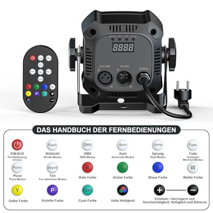 4 x proiectoare LED Disco PAR RGBW, lumini scena 40W cu DMX 4/8CH si telecomanda, spoturi PAR pentru disco, petreceri, DJ, scena, bar, nunta, Halloween, Craciun