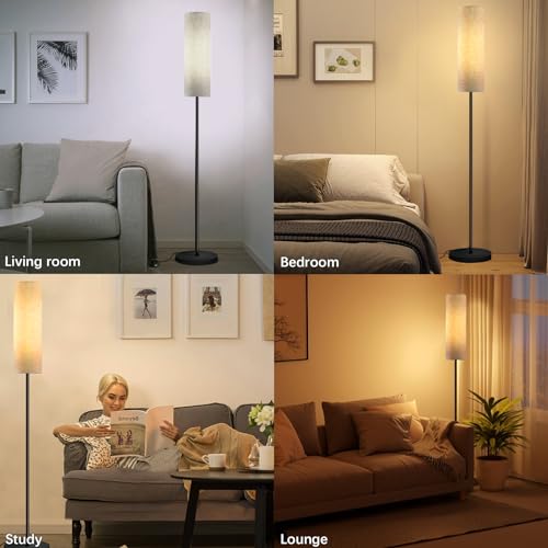 Lampa de podea LED E27 dimabila + bec 12W, abajur in, intrerupator picior