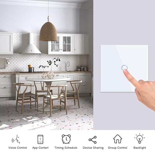 Intrerupator smart touch + Alexa/Google Home, fara nul - Alb