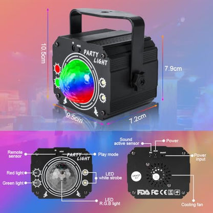 Proiector lumini disco 3 in 1 RGB UV LED URAQT, control remote