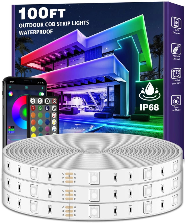 Banda LED Exterior AILBTON 18M RGB IP68 – Control App, Muzica, Rezistenta Apa – Gradina, Piscina, Terasa