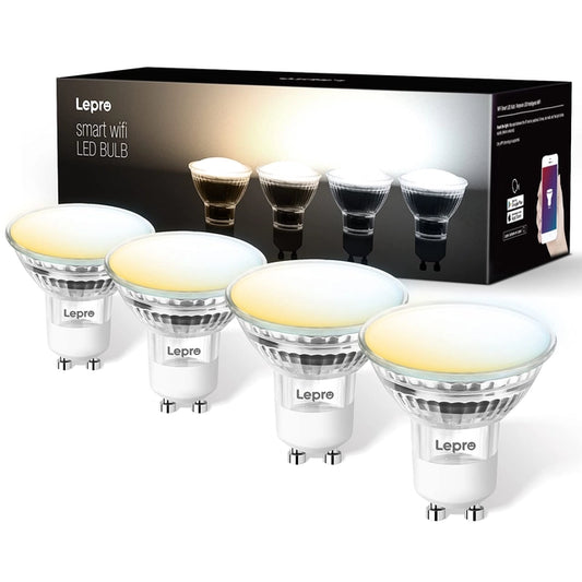 Set 4 Becuri Smart GU10 Lepro – WiFi LED, 4.5W, Alexa, Google, Alb Cald – Alb Rece, Dimabile