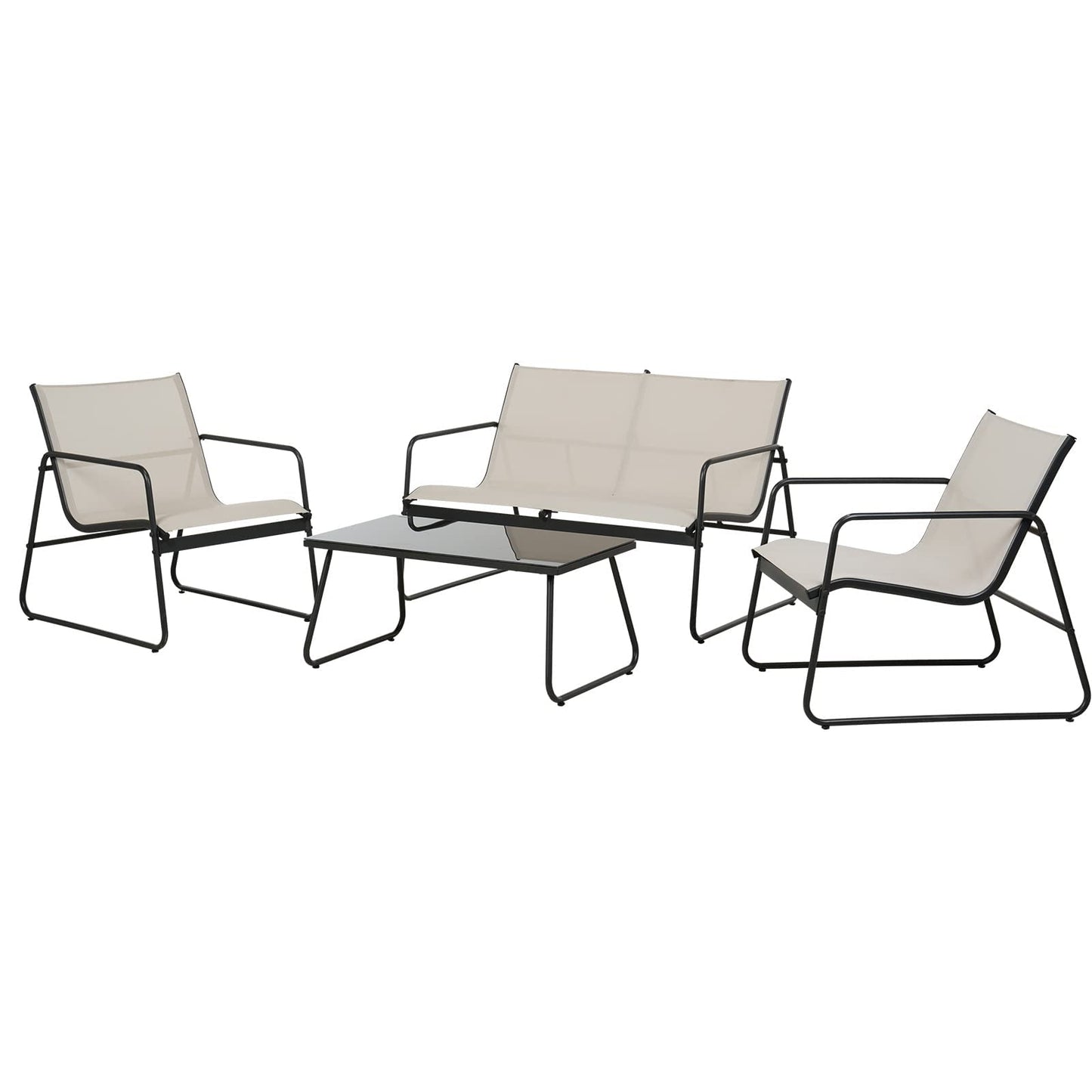 Set mobilier gradina Grand patio 4 piese, cadru otel, bej