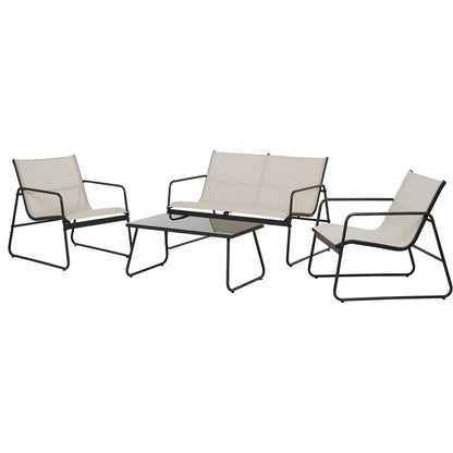 Set mobilier gradina Grand patio 4 piese, cadru otel, bej