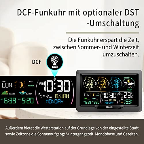Statie meteo wireless EM3390 Uzoli cu 3 senzori, DCF, prognoza