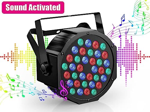 Set 4 Proiectoare LED RGB cu baterie 36 LED + telecomanda, 7 moduri, lumina dinamica