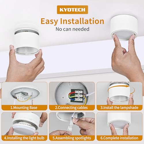 Spoturi LED aplicate GX53 6W 4000K 550lm KYOTECH, alb mat, 4 buc