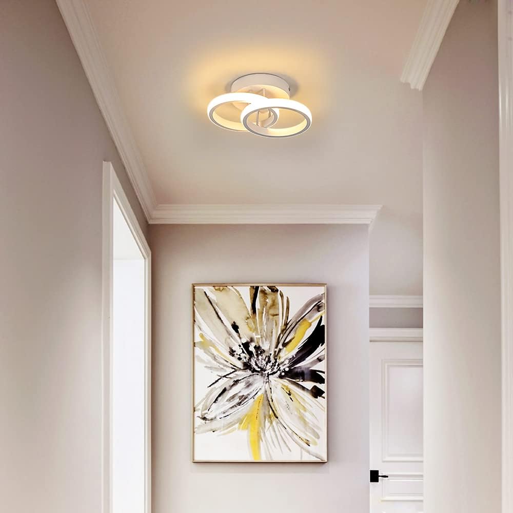 Goeco LED Ceiling Light, 2 Bulbs, Modern Round Design Ceiling Light, 3000 K Warm White Light, 22 W LED Lamp, Silicone Cover, LED Light for Living Room, Bedroom, Kitchen (White Model 1)