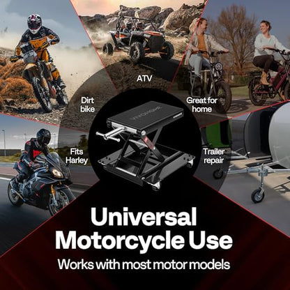 Cric de ridicare cu foarfeca pentru motociclete / ATV, cu punte larga din otel, ATV, cu carucior si manivela, VIVOHOME, 500 kg