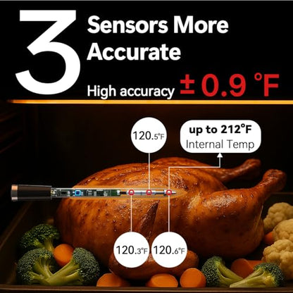 Termometru carne wireless cu 2 sonde impermeabile BFOUR + afisaj LCD