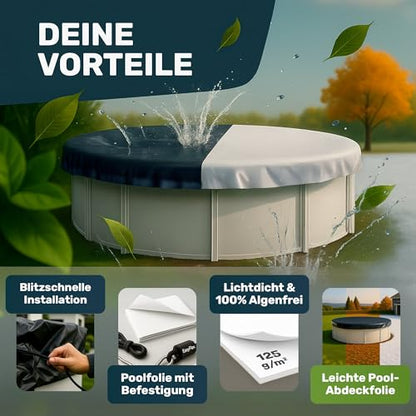 Prelata piscina 6x6 m EasyFlex + folie solara 420-520 cm, montaj rapid