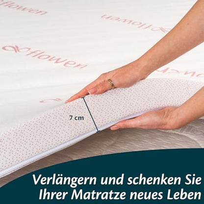 Topper saltea 180x200 cm 6 cm inaltime + Husa lavabila, curele fixare