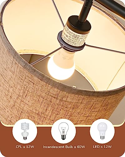 Lampa de podea tip arc EDISHINE, 160 cm bej si soclu E27