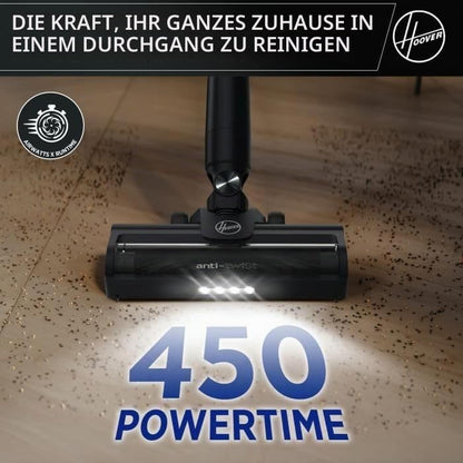Aspirator vertical fara fir Hoover HF1P10H, 40 AW, ecran LED, negru/violet pastel