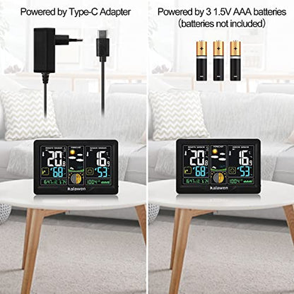 Statie meteo wireless cu senzor exterior Kalawen, ecran color, prognoza, ceas