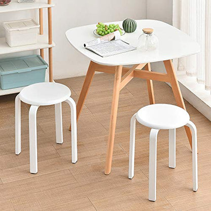 Set 4 scaune dining IBUYKE, din lemn, suprapozabile, cu talpa antiderapanta, ideale pentru bucatarie, sala mese sau pub, alb, model RF-717-4