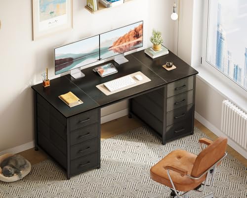 Birou office cu 8 sertare textile 120x48 cm Coleshome, depozitare robusta