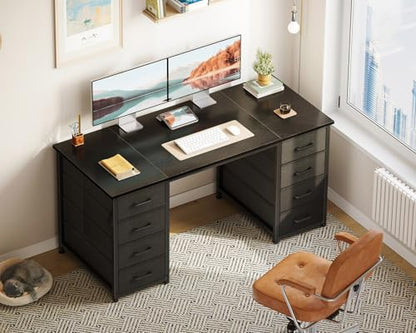 Birou office cu 8 sertare textile 120x48 cm Coleshome, depozitare robusta