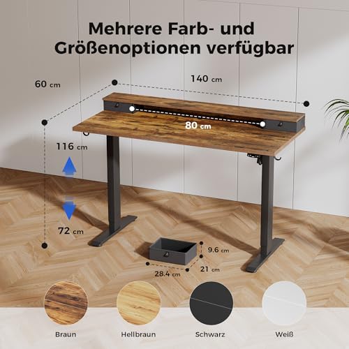 Birou electric reglabil pe inaltime 140x60 cm Agilestic + 2 sertare, memorie