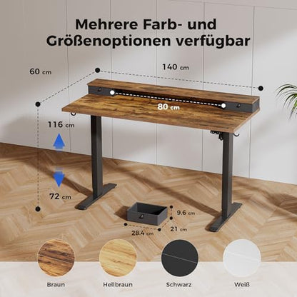 Birou electric reglabil pe inaltime 140x60 cm Agilestic + 2 sertare, memorie