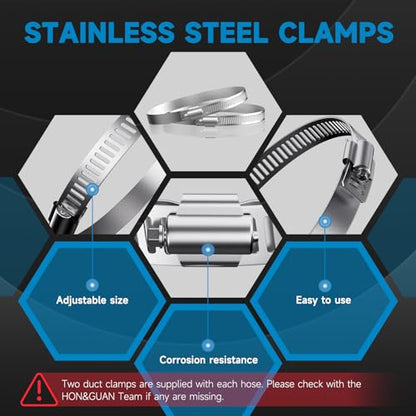 Furtun evacuare 125 mm 5 m Hon&Guan, PVC aluminiu flexibil cu 2 coliere