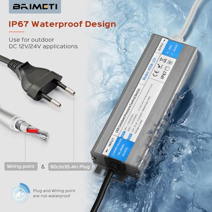 Transformator LED 220V-24V 300W IP67 cu plug - BRIMETI, driver LED 12.5A