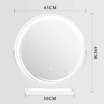 YOSHOOT Round Table Vanity Mirror, 45cm Pattern Lighted Dressing Revolve Make Up Mirror,Smart Touch Screen,Dimmable 3 Modes LED Light Strips(Whirlwind, White)