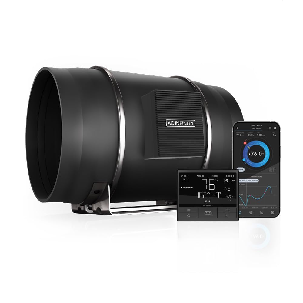 AC Infinity CLOUDLINE PRO T6, Quiet 6” Inline Duct Fan with Temperature Humidity VPD Controller, WiFi Integrated App Control - Ventilation Exhaust Fan for Heating Cooling, Grow Tents, Hydroponics