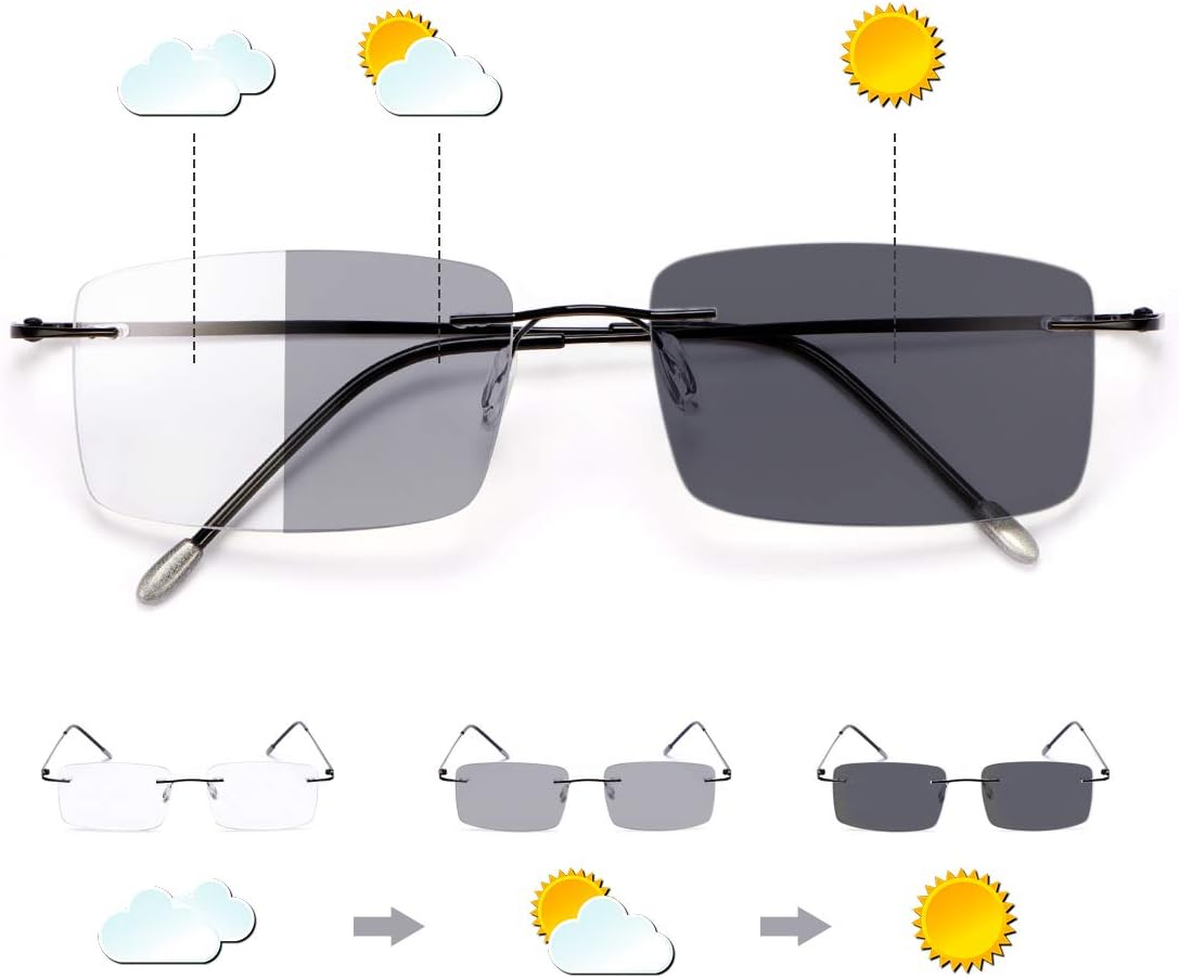 YIMI Photochromic Progressive Multifocus Transition Reading Glasses Sunglasses Sun Readers Blue Light Blocking Computer Eyewear