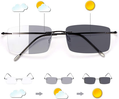 YIMI Photochromic Progressive Multifocus Transition Reading Glasses Sunglasses Sun Readers Blue Light Blocking Computer Eyewear