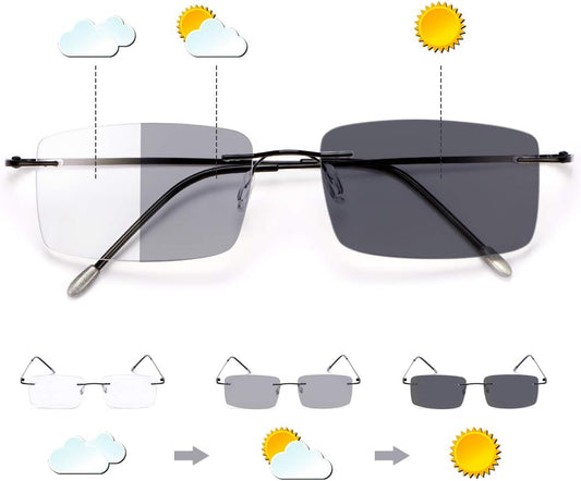YIMI Photochromic Progressive Multifocus Transition Reading Glasses Sunglasses Sun Readers Blue Light Blocking Computer Eyewear