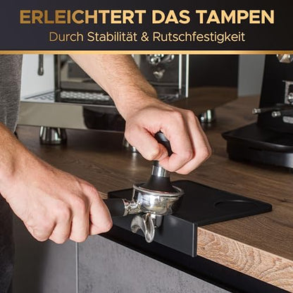 Espresso Tamper 58.5 mm BaristaLegends + baza inox, maner lemn, anti-vacuum