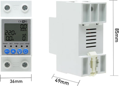 JOYELEC Smart WiFi Electric Meter Consumption Meter 63A 220V Real-time Monitoring, Time Switch Function, Overvoltage and Low Voltage Protection