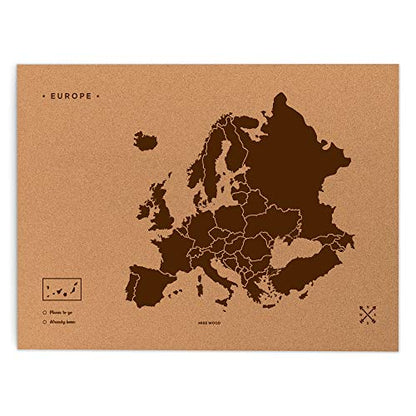 Harta decorativa din pluta Woody Map XL + Miss Wood + Europa, maro