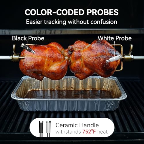 Termometru carne wireless cu 2 sonde impermeabile BFOUR + afisaj LCD