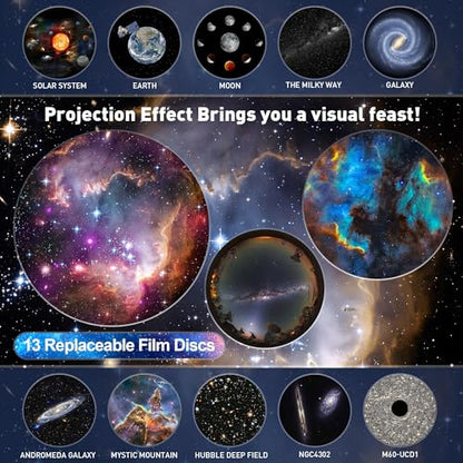 Proiector stele Starry Sky Mexllex + 12 discuri planete, LED pentru tavan