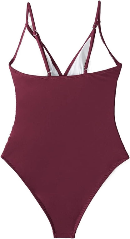 Costum de baie intreg YAO FEI cu decolteu in V si sutien detasabil, culoare uni